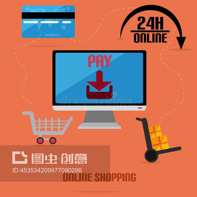 有平板监控和信用的网上购物Online Shopping With Flat Monitor And Credit